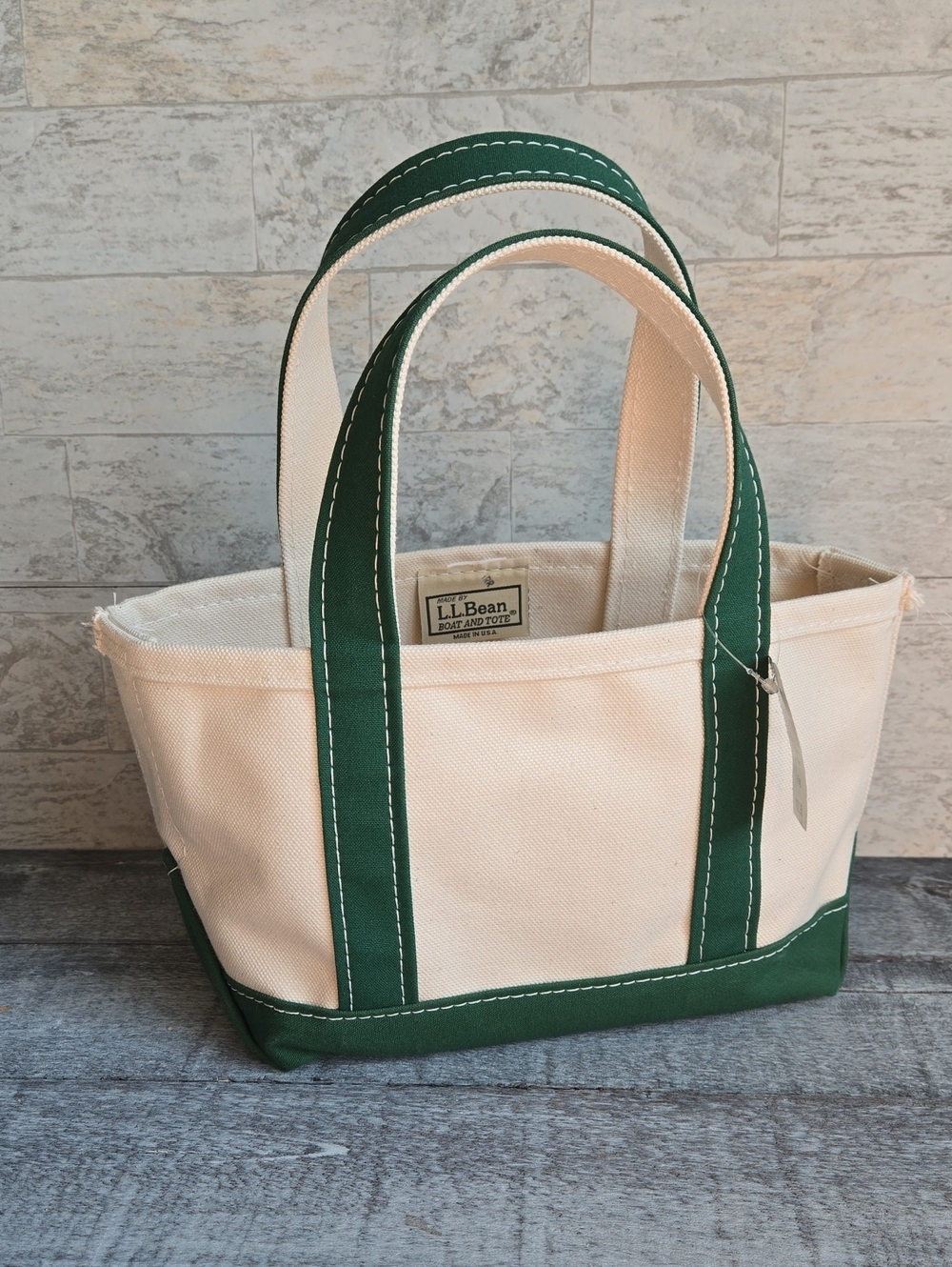 NWT L.L. Bean Boat And Tote Mini Canvas Bag Green